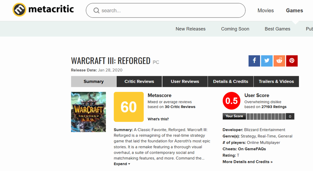 Warcraft 3 Reforged, Blizzard permette il rimborso automatico agli utenti delusi 1.png Warcraft 3 Reforged, Blizzard permette il rimborso automatico agli utenti delusi 1.png